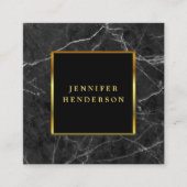 Carte De Visite Carré Marbre noir moderne et professionnel de l'or (Devant)