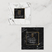 Carte De Visite Carré Marbre PixDezines /Noir+Blanc (Devant / Derrière)