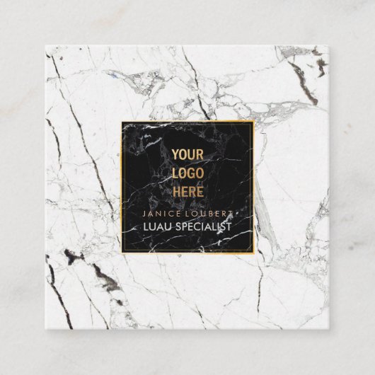 Carte De Visite Carré Marbre PixDezines /Noir+Blanc (Devant)