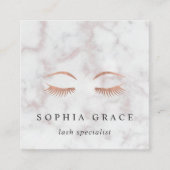 Carte De Visite Carré Marbre & Rose Gold Lashes & Brows Beauté (Devant)