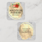 Carte De Visite Carré Marbre | Roses broyés d'or | Classique (Devant / Derrière)