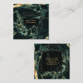 Carte De Visite Carré Marbre Turquoise Green+Faux Gold Gemstone Facture (Devant / Derrière)