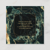 Carte De Visite Carré Marbre Turquoise Green+Faux Gold Gemstone Facture (Dos)