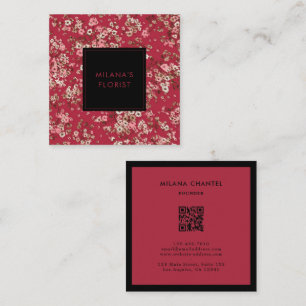 Carte De Visite Carré Marguerite Rouge Fleuriste Moderne Tendance