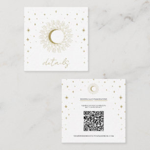 Carte De Visite Carré Mariage éclatant céleste étoiles blanches et or Lu