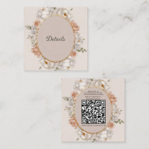 Carte De Visite Carré Mariage floral de Pivoine Blanche et Rose Rousse