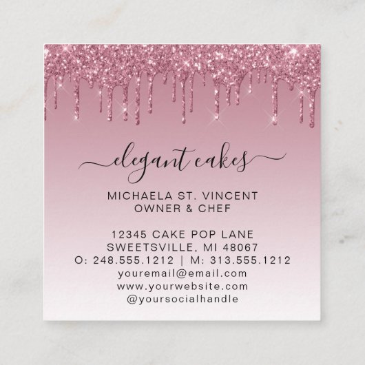 Carte De Visite Carré Mariage Parties scintillant de gâteau Drift Boulan (Dos)