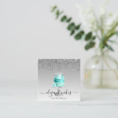 Carte De Visite Carré Mariage Parties scintillant de gâteau Driver Turqu (Debout devant)