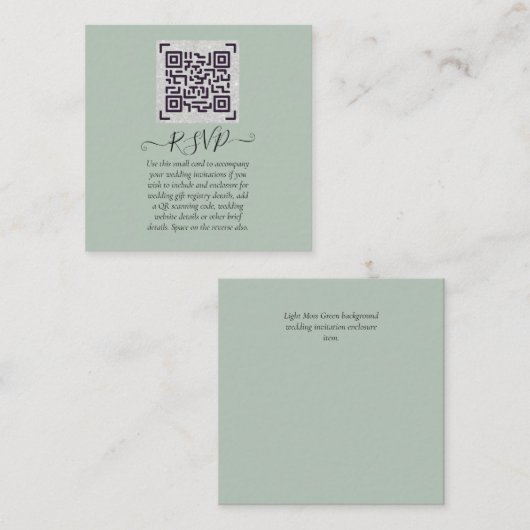Carte De Visite Carré Mariage RSVP détails avec QR CODE - N'IMPORTE QUEL (Devant / Derrière)