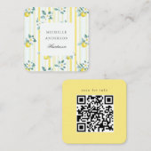 Carte De Visite Carré Mariage Shabby Chic Vintage Floral au Citron (Devant / Derrière)