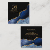 Carte De Visite Carré Marine Black Agate Geode Gold Parties scintillant (Devant / Derrière)