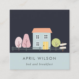 CARTE DE VISITE CARRÉ MARINE BLUE BLUSH GARDEN HOME SÉJOUR CHAMBRE D'HÔT