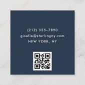 Carte De Visite Carré Marine Blue Gold Luxury QR Code minima Typographie