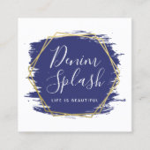 Carte De Visite Carré Marine Blue & Gold Peinture Stroworking Social Net (Devant)