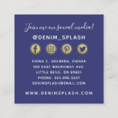 Carte De Visite Carré Marine Blue & Gold Peinture Stroworking Social Net (Dos)