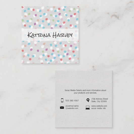 Carte De Visite Carré Marques texturées (fruité) (Devant / Derrière)