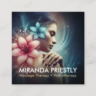 Carte De Visite Carré Massage Thérapie Guérison Mains Énergie Spa Bien-ê