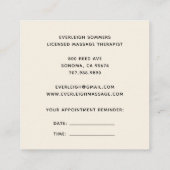 Carte De Visite Carré Massage Therapy With Appointment Reminder (Dos)