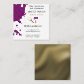 Carte De Visite Carré Masterpainter & motif rouge en damier or (Devant / Derrière)