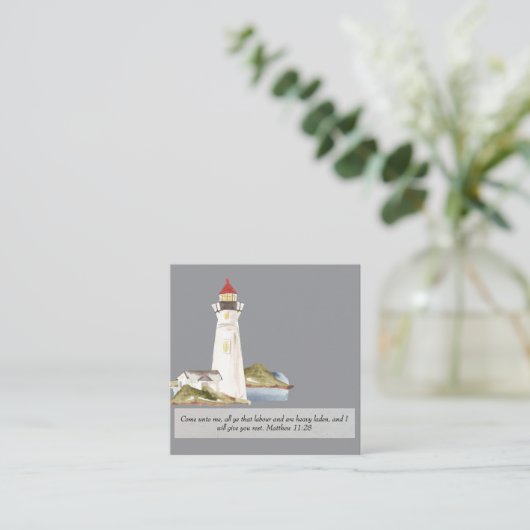 Carte De Visite Carré Matthieu 11:28 Phare (Debout devant)