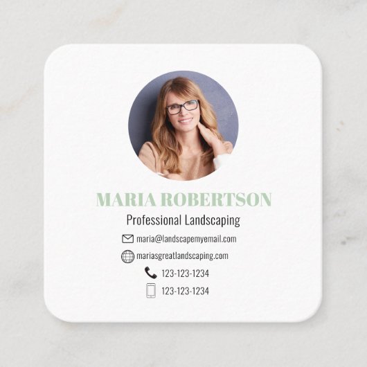 Carte De Visite Carré Me connecter | QR Code Social Media Palm Feuilles (Devant)