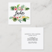 Carte De Visite Carré Mèches florales tropicales d'aquarelle de (Devant / Derrière)