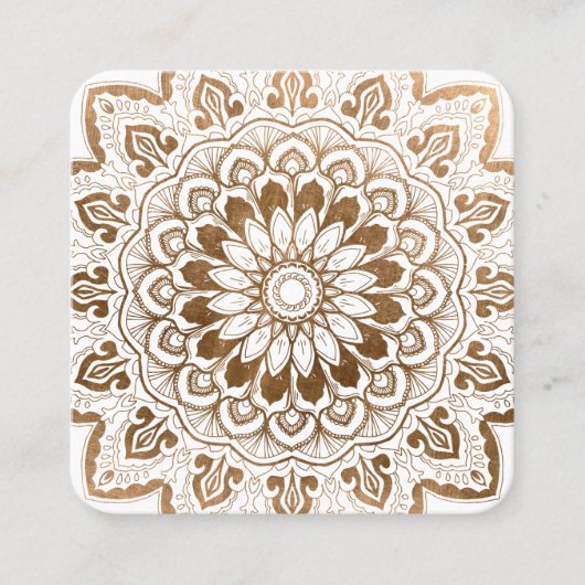 Carte De Visite Carré Médaille d'or Mandala de Faux Yoga (Devant)