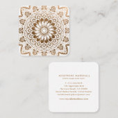 Carte De Visite Carré Médaille d'or Mandala de Faux Yoga (Devant / Derrière)