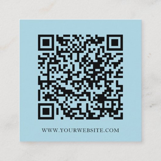 Carte De Visite Carré Médias sociaux minimaux modernes QR Code bleu clai (Dos)