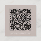 Carte De Visite Carré Médias sociaux minimaux modernes QR Code Taupe (Dos)