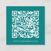 Carte De Visite Carré Médias sociaux minimaux modernes QR Code vert Turq (Dos)