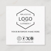 Carte De Visite Carré Médias sociaux minimaux QR Code noir et blanc (Devant)