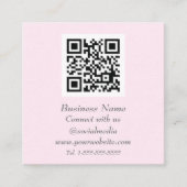 Carte De Visite Carré Médias sociaux professionnels QR Code scanner rose (Devant)
