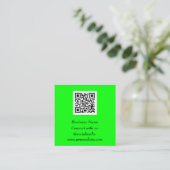 Carte De Visite Carré Médias sociaux QR Code scanner Fluorescent Vert (Debout devant)