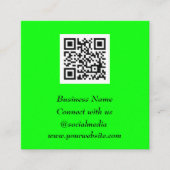 Carte De Visite Carré Médias sociaux QR Code scanner Fluorescent Vert (Devant)