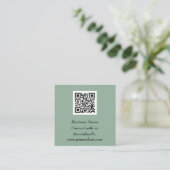 Carte De Visite Carré Médias sociaux QR Code scanner Sage vert (Debout devant)