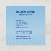 Carte De Visite Carré Médicale blanc 3D Caduceus Blue Design (Dos)