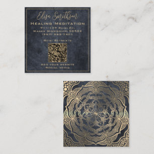 Carte De Visite Carré Méditation Chic Gold & Grey Mandala Reiki Healing
