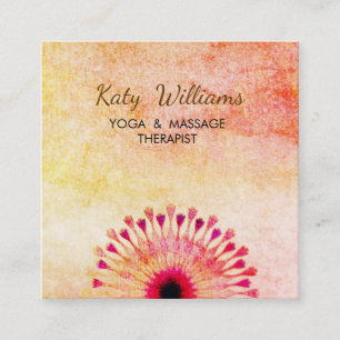 Carte De Visite Carré Méditation de l'instructeur de yoga de fleurs de 