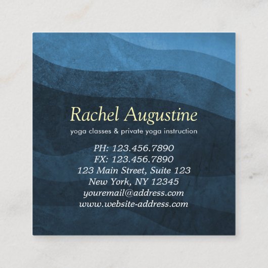 Carte De Visite Carré Méditation de l'instructeur YOGA Pose Bodhi Coupe  (Dos)