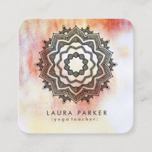 Carte De Visite Carré Méditation de yoga de fleur de Lotus de mandala