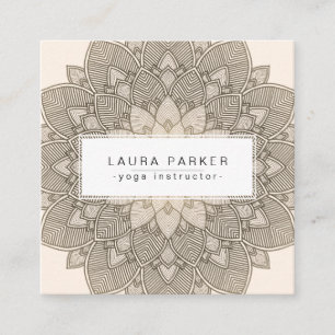 Carte De Visite Carré Méditation d'instructeur de yoga de mandala de