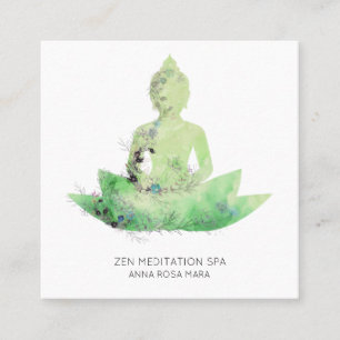 Carte De Visite Carré *~* Méditation du Bouddha de Lotus floral QR AP33