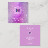Carte De Visite Carré *~* Méditation Reiki Mindfult Mandala Papillon (Devant / Derrière)