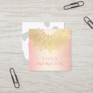 Carte De Visite Carré Méditation YOGA Instructeur Rose chic Gold Mandala