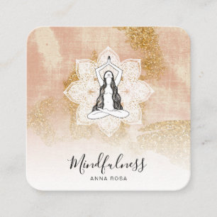 Carte De Visite Carré *~* Méditation Yoga Mindfulness Mandala Déesse QR
