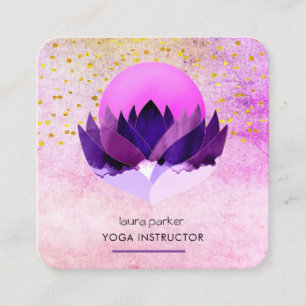 Carte De Visite Carré Méditation Yoga Purple Lotus Massage Fleur
