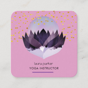 Carte De Visite Carré Méditation Yoga Purple Lotus Massage Fleur