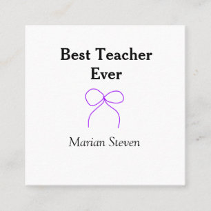 Carte De Visite Carré Meilleur professeur jamais ruban violet nom appréc