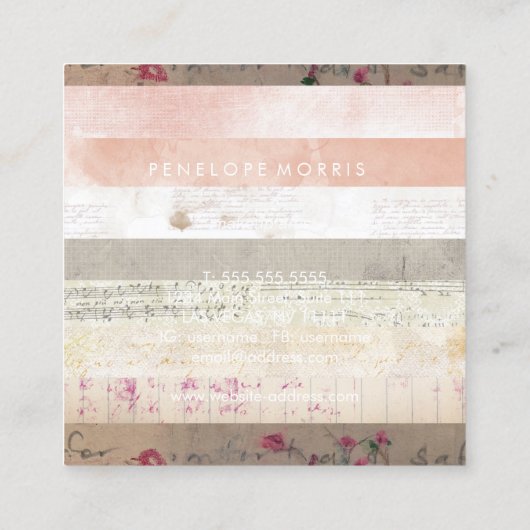 Carte De Visite Carré Mélange Médias Abstrait Beauty Stylist (Dos)